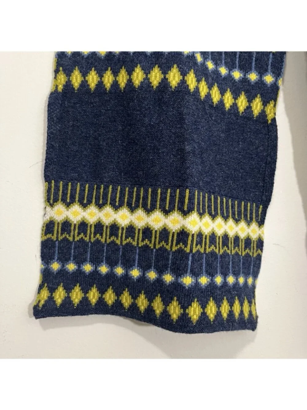 White Stuff Thick Warm Soft 80% Wool Blend Fairisle Scarf Blue 74